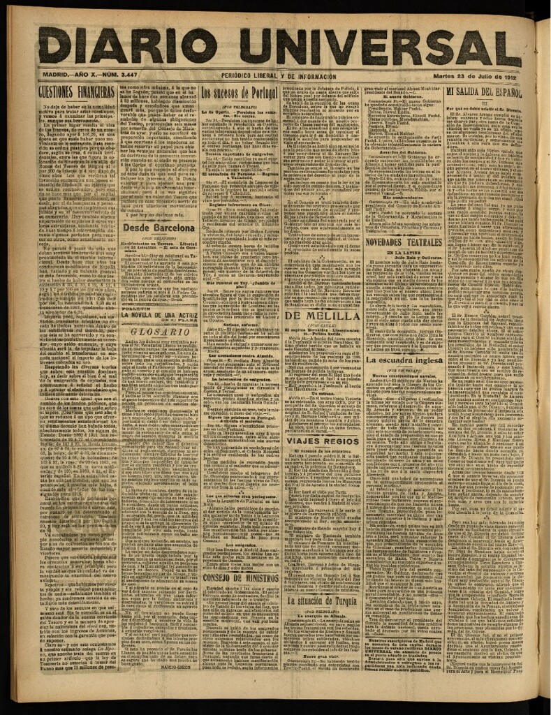 Miniatura de Diario Universal del 23 de julio de 1912