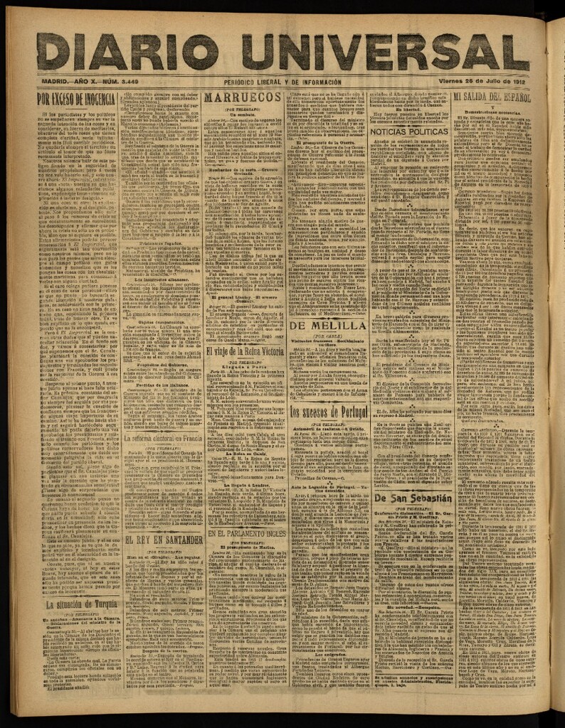 Miniatura de Diario Universal del 26 de julio de 1912
