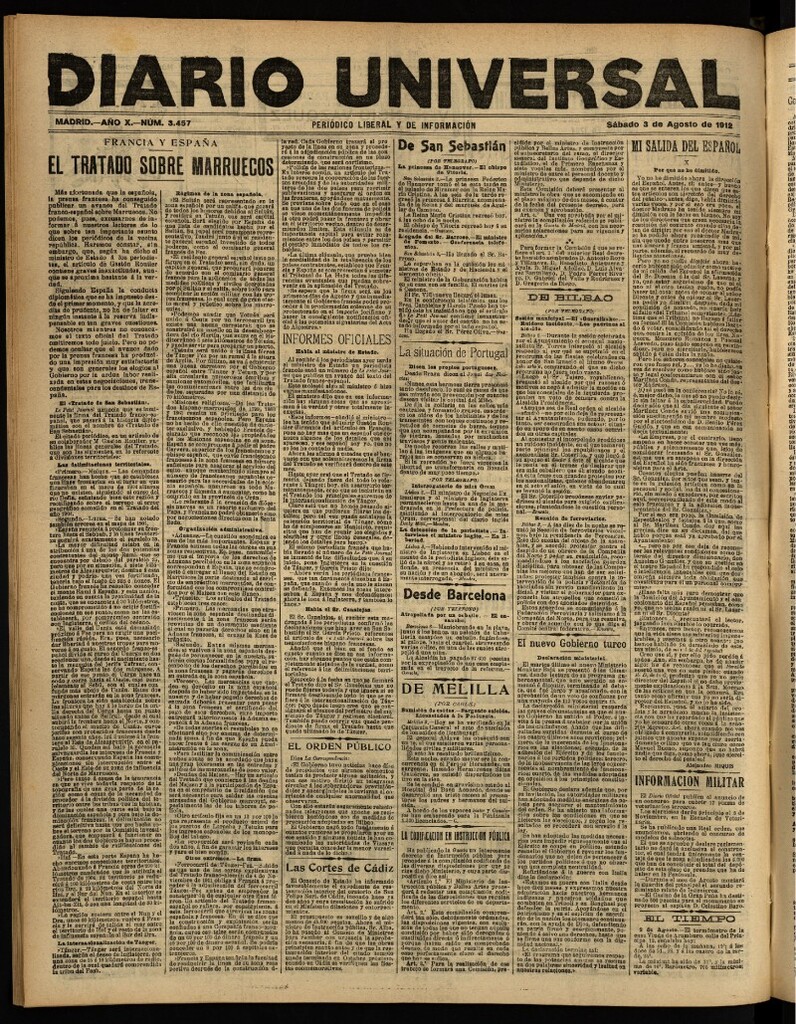 Miniatura de Diario Universal del 3 de agosto de 1912
