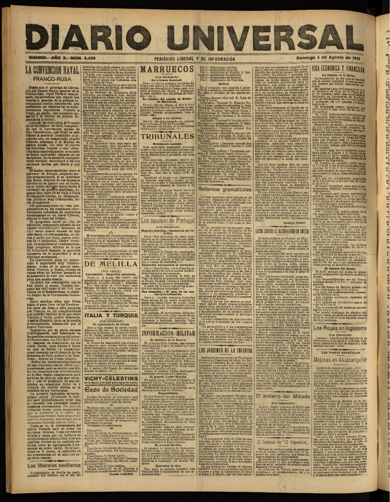 Miniatura de Diario Universal del 4 de agosto de 1912