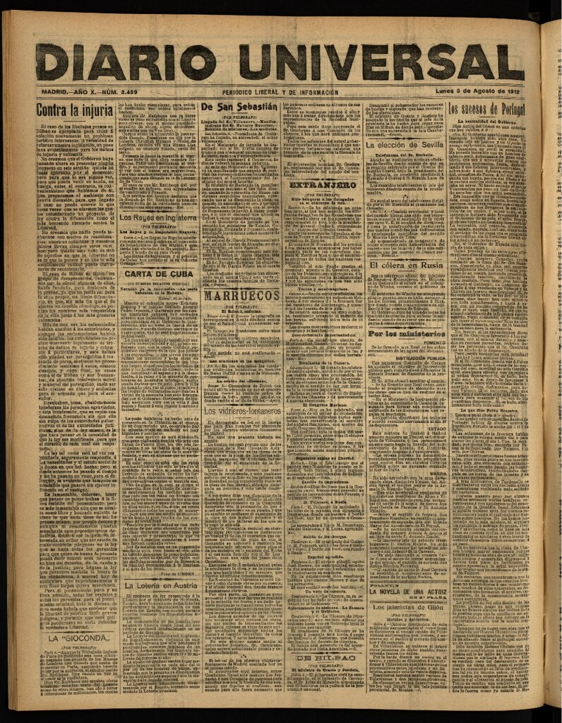 Miniatura de Diario Universal del 5 de agosto de 1912