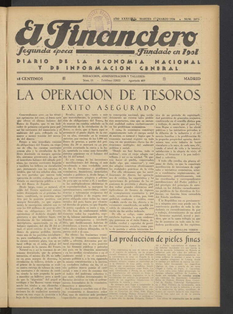 Miniatura de El Financiero del 17 de marzo de 1936