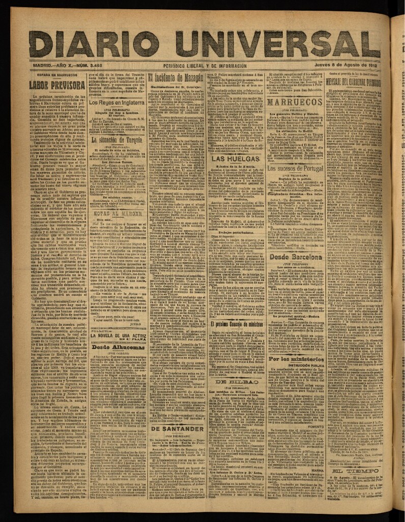 Miniatura de Diario Universal del 8 de agosto de 1912