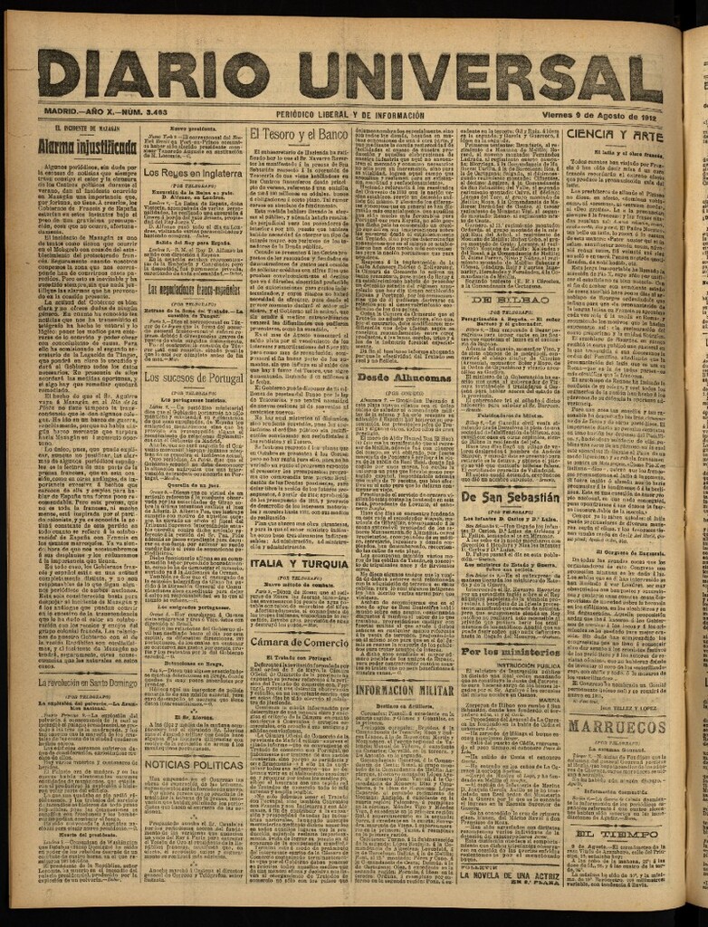 Miniatura de Diario Universal del 9 de agosto de 1912