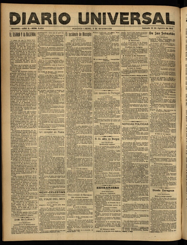 Miniatura de Diario Universal del 10 de agosto de 1912