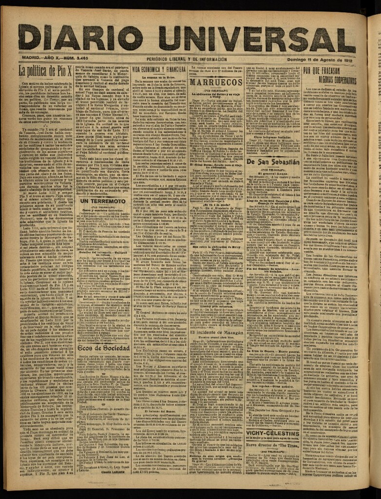 Miniatura de Diario Universal del 11 de agosto de 1912