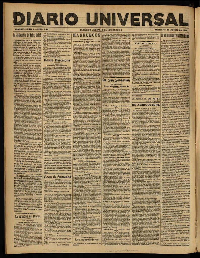 Miniatura de Diario Universal del 13 de agosto de 1912