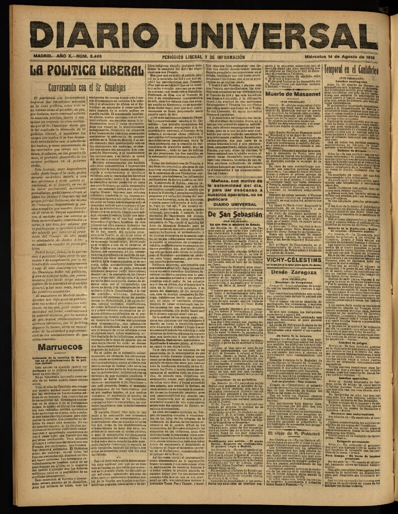 Miniatura de Diario Universal del 14 de agosto de 1912