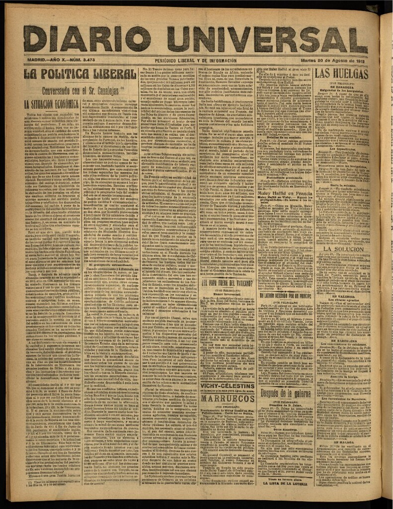 Miniatura de Diario Universal del 20 de agosto de 1912