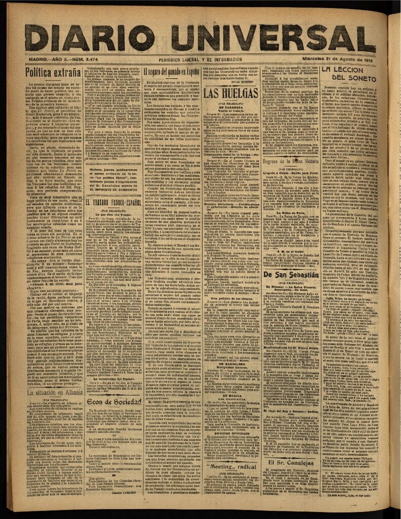 Miniatura de Diario Universal del 21 de agosto de 1912