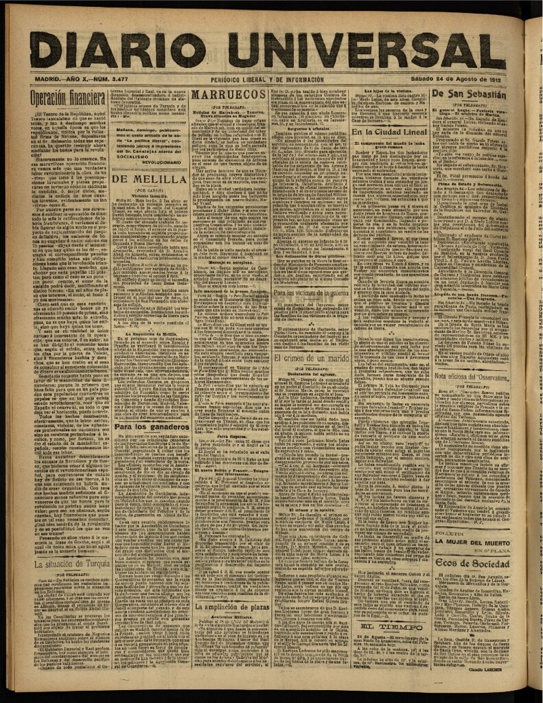 Miniatura de Diario Universal del 24 de agosto de 1912