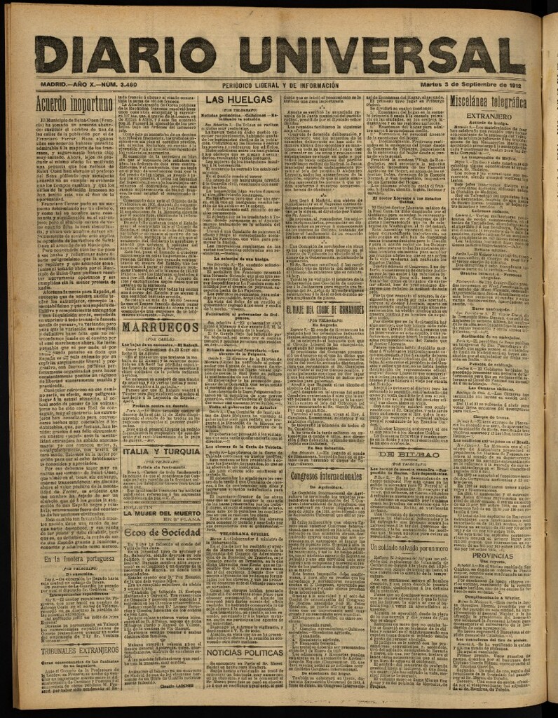 Miniatura de Diario Universal del 3 de septiembre de 1912