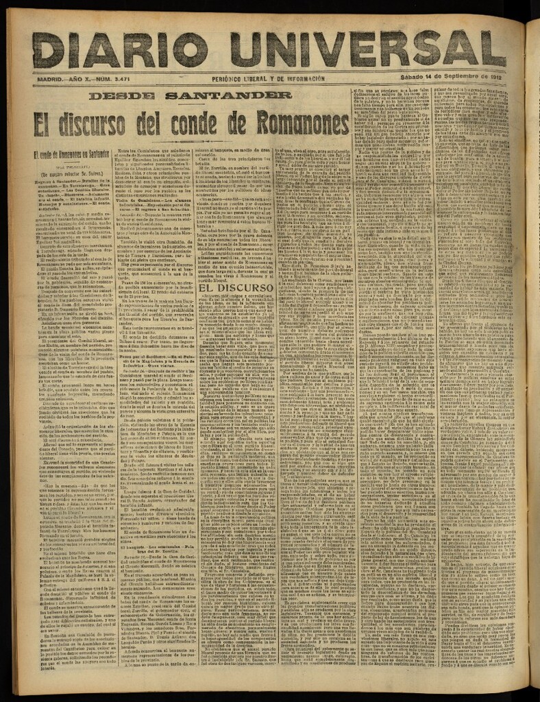Miniatura de Diario Universal del 14 de septiembre de 1912