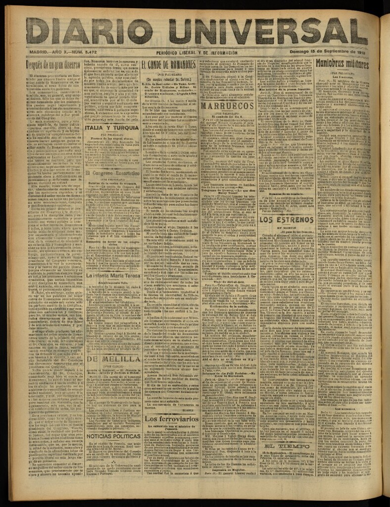 Miniatura de Diario Universal del 15 de septiembre de 1912