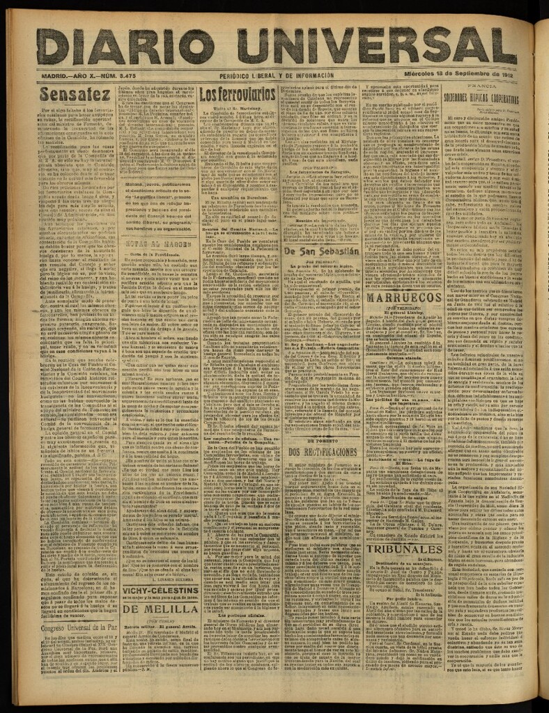 Miniatura de Diario Universal del 18 de septiembre de 1912
