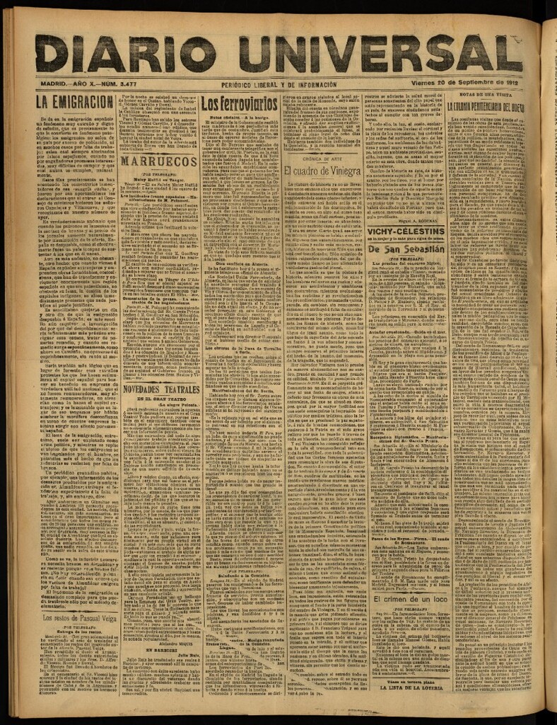 Miniatura de Diario Universal del 20 de septiembre de 1912