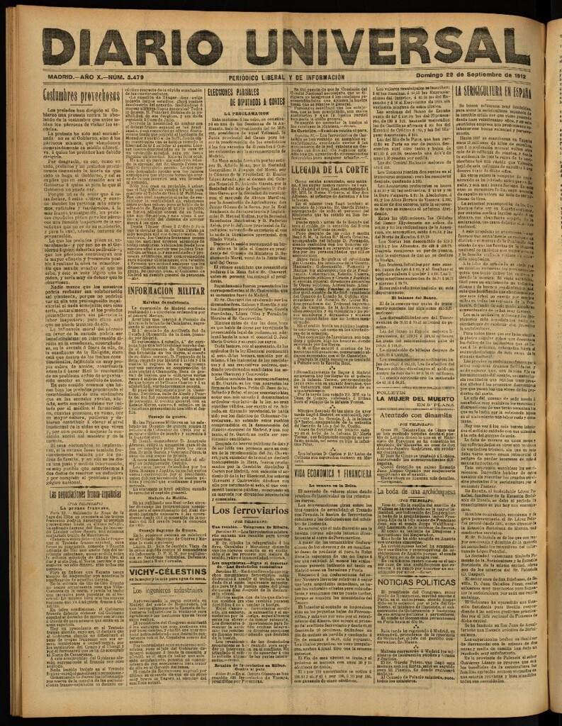 Miniatura de Diario Universal del 22 de septiembre de 1912