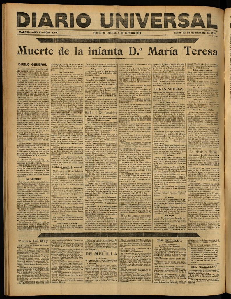 Miniatura de Diario Universal del 23 de septiembre de 1912