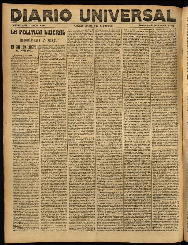 Miniatura de Diario Universal del 24 de septiembre de 1912