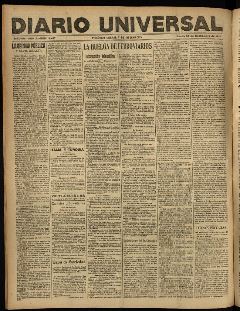 Miniatura de Diario Universal del 30 de septiembre de 1912