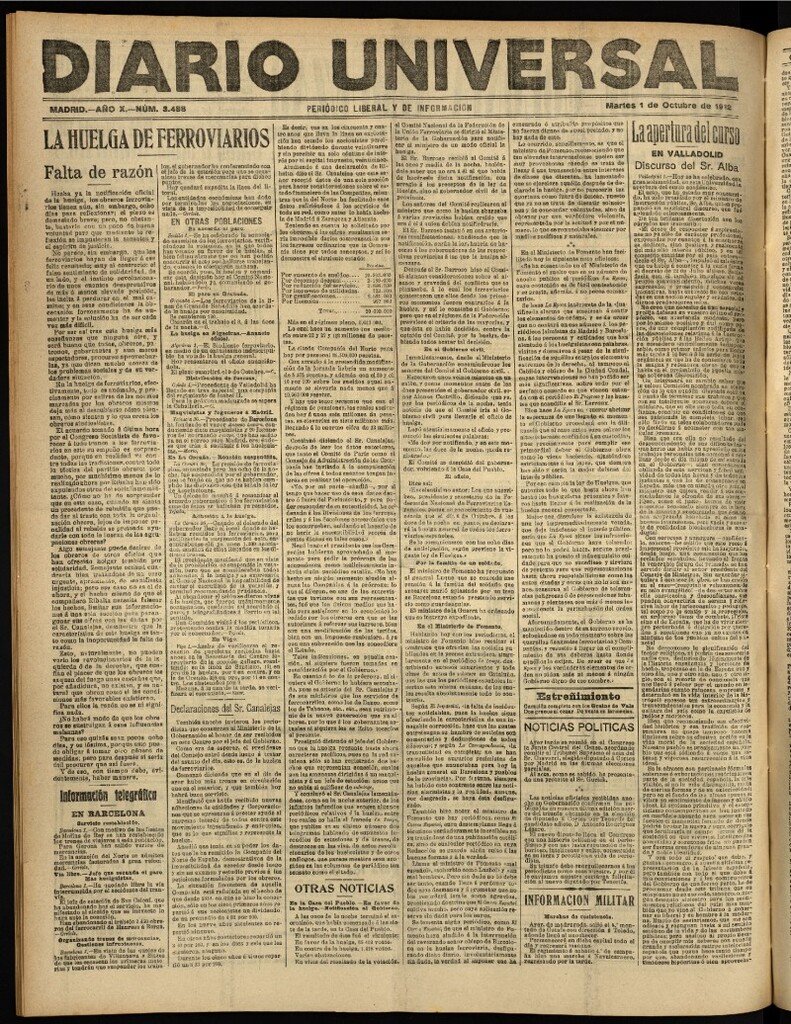 Miniatura de Diario Universal del 1 de octubre de 1912