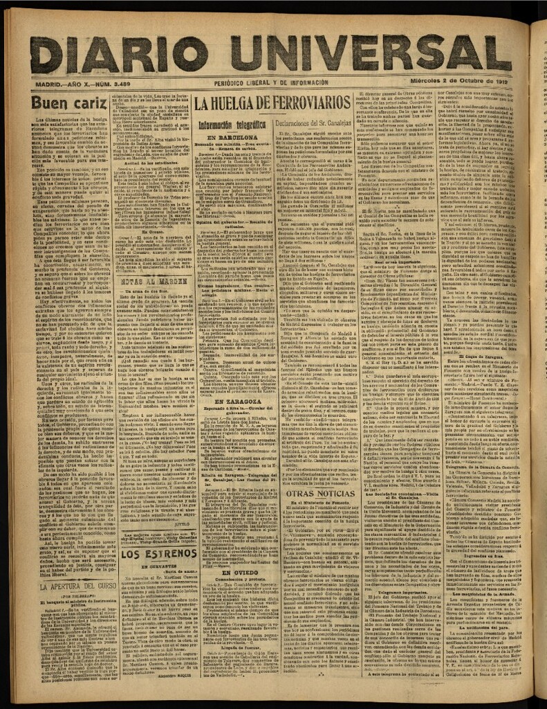 Miniatura de Diario Universal del 2 de octubre de 1912