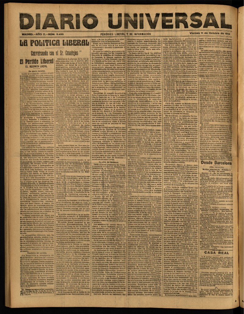 Miniatura de Diario Universal del 11 de octubre de 1912