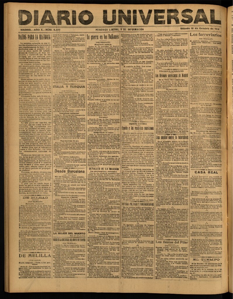 Miniatura de Diario Universal del 12 de octubre de 1912