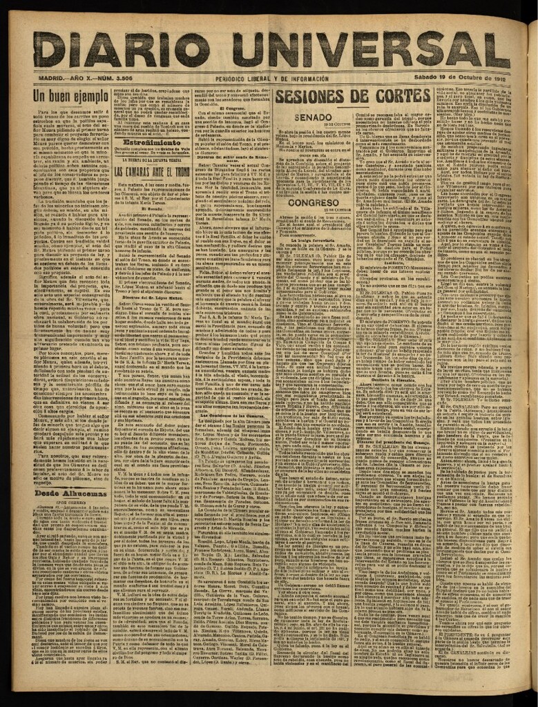 Miniatura de Diario Universal del 19 de octubre de 1912