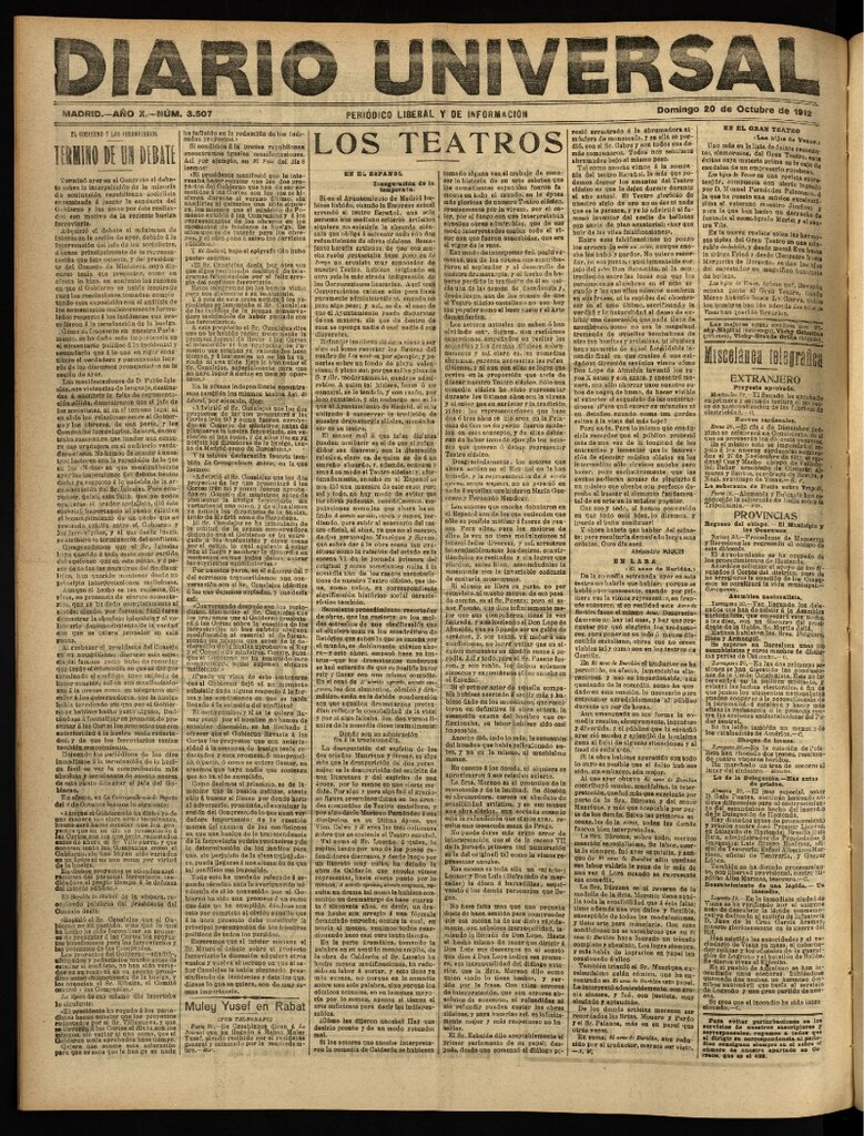 Miniatura de Diario Universal del 20 de octubre de 1912