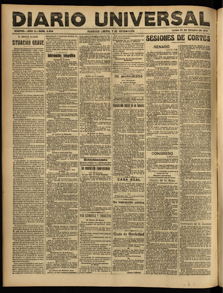 Miniatura de Diario Universal del 21 de octubre de 1912