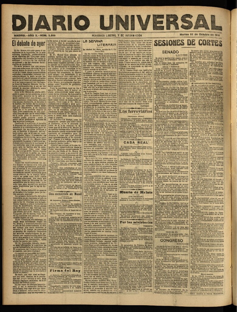 Miniatura de Diario Universal del 22 de octubre de 1912
