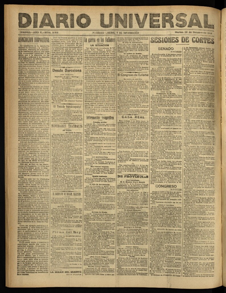 Miniatura de Diario Universal del 29 de octubre de 1912