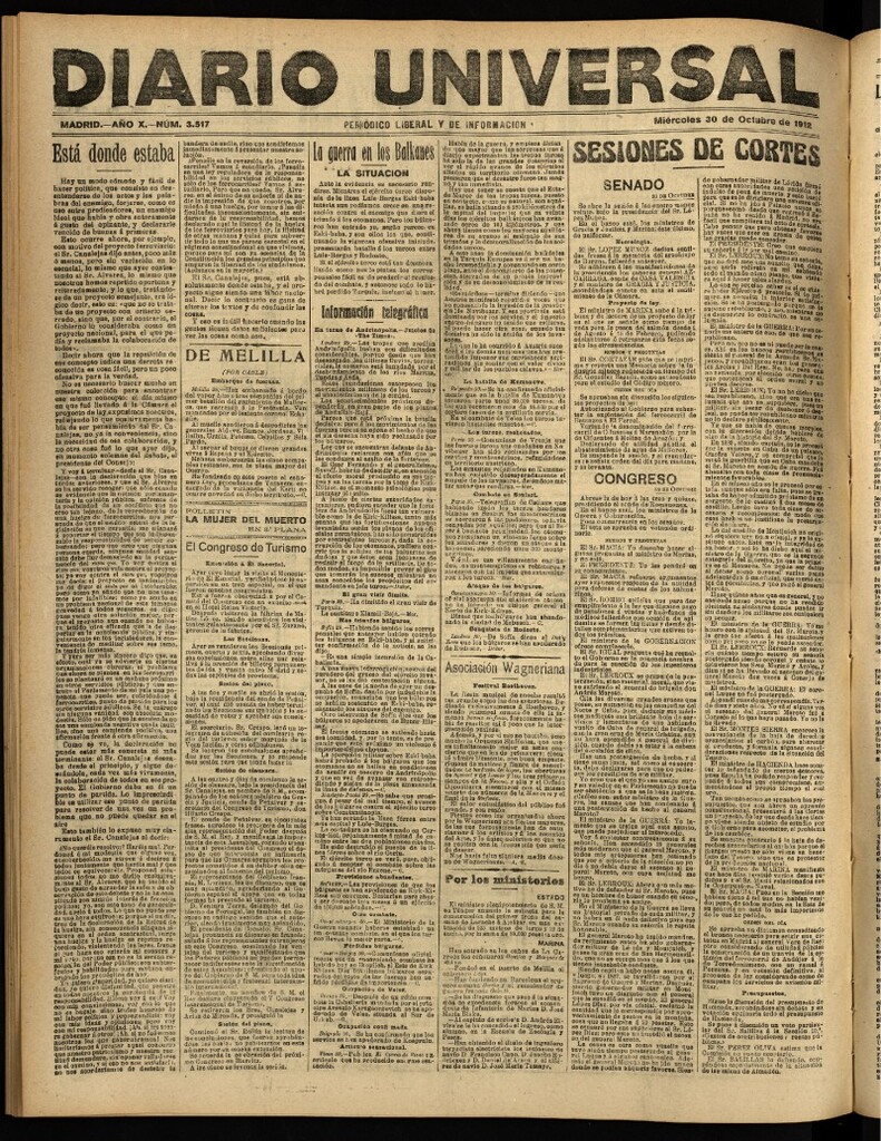 Miniatura de Diario Universal del 30 de octubre de 1912