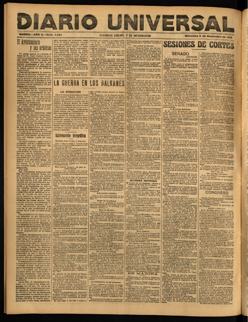 Miniatura de Diario Universal del 6 de noviembre de 1912