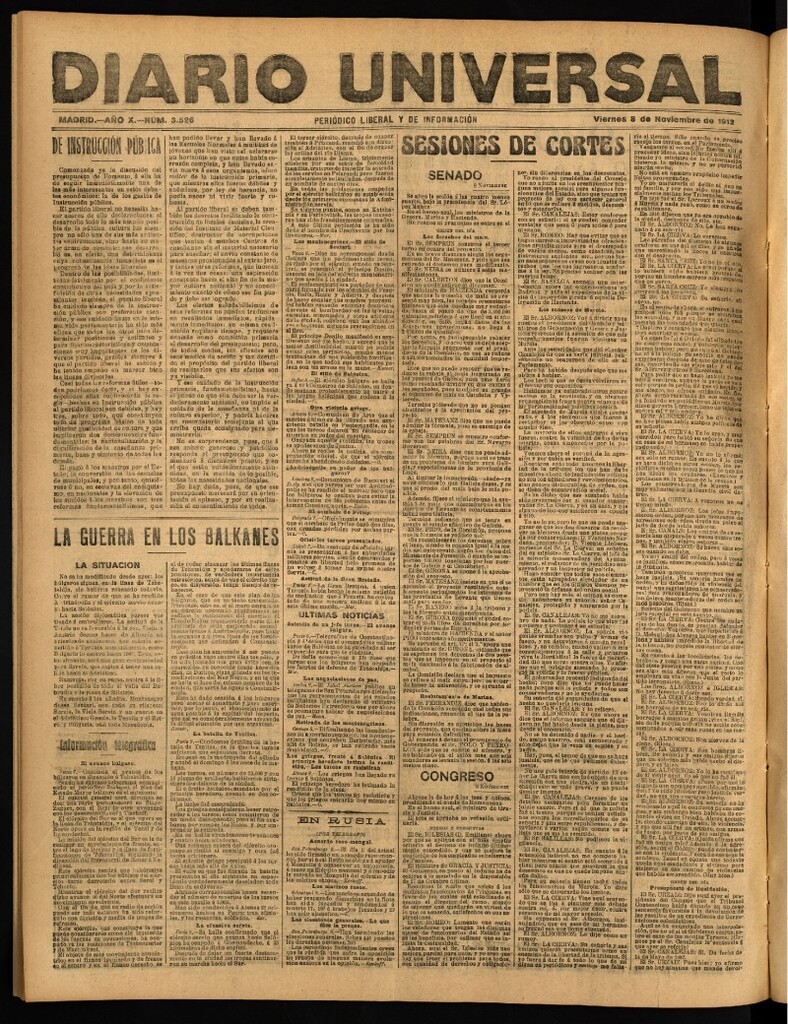 Miniatura de Diario Universal del 8 de noviembre de 1912