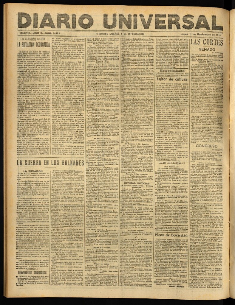 Miniatura de Diario Universal del 11 de noviembre de 1912