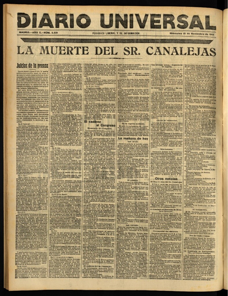 Miniatura de Diario Universal del 13 de noviembre de 1912