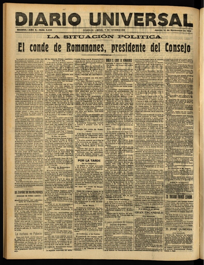 Miniatura de Diario Universal del 14 de noviembre de 1912