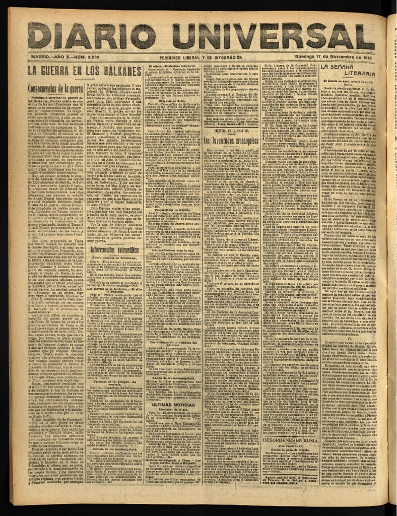 Miniatura de Diario Universal del 17 de noviembre de 1912