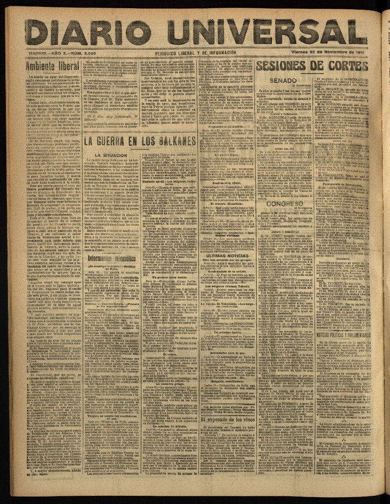 Miniatura de Diario Universal del 22 de noviembre de 1912