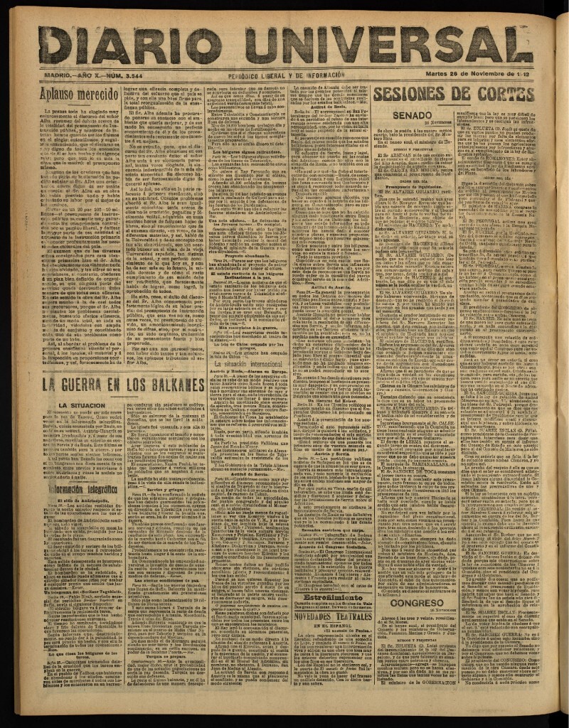 Miniatura de Diario Universal del 26 de noviembre de 1912