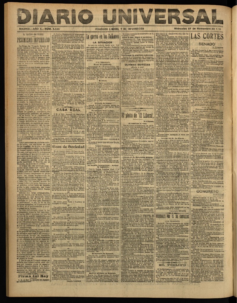 Miniatura de Diario Universal del 27 de noviembre de 1912