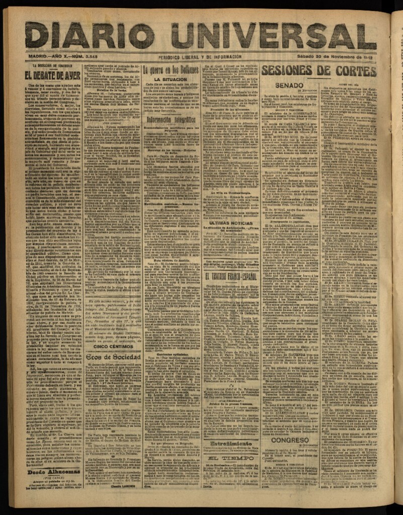 Miniatura de Diario Universal del 30 de noviembre de 1912
