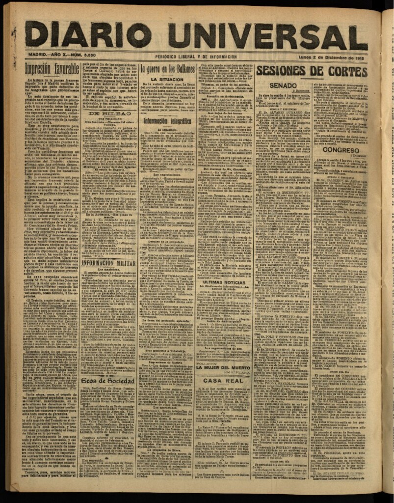 Miniatura de Diario Universal del 2 de diciembre de 1912
