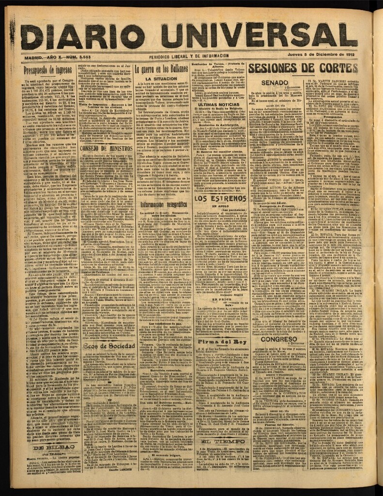 Miniatura de Diario Universal del 5 de diciembre de 1912