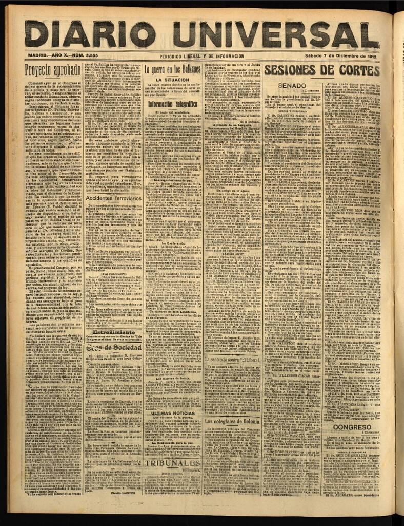 Miniatura de Diario Universal del 7 de diciembre de 1912