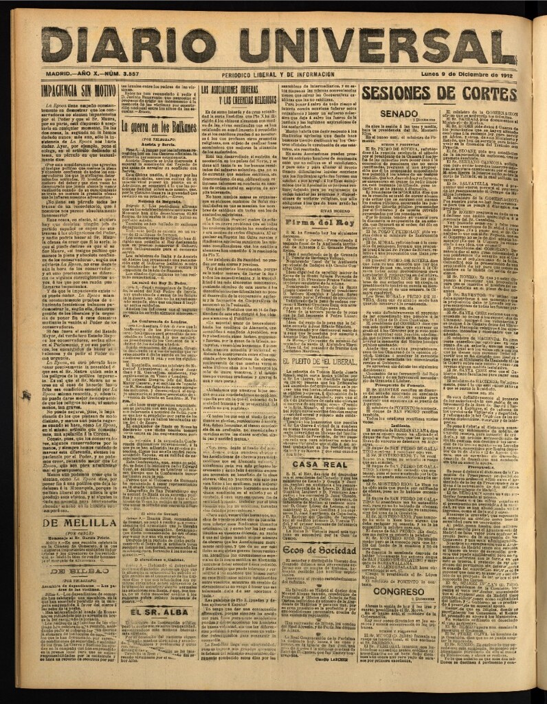 Miniatura de Diario Universal del 9 de diciembre de 1912