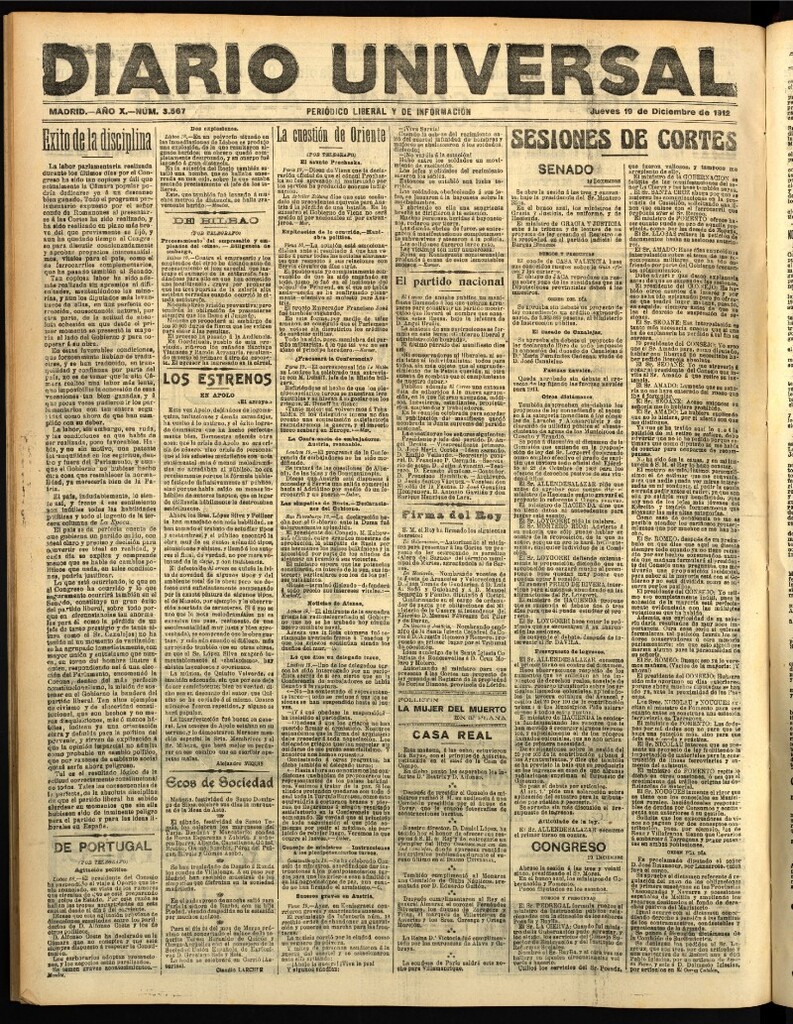 Miniatura de Diario Universal del 19 de diciembre de 1912
