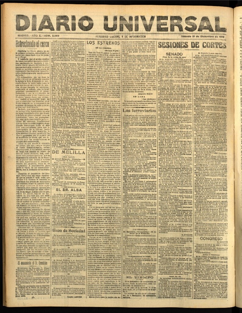 Miniatura de Diario Universal del 21 de diciembre de 1912